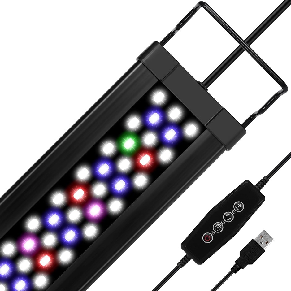 ZINGBABU USB Aquarium Light,10W Full Spectrum Fish Tank Lights with Timer,