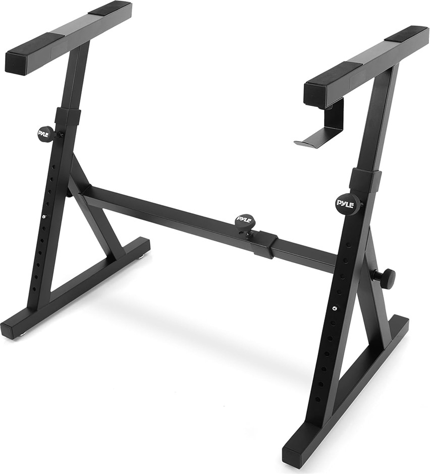 PYLE Heavy Duty Folding Keyboard Stand - Sturdy Reinforced Z Design w/Adjus