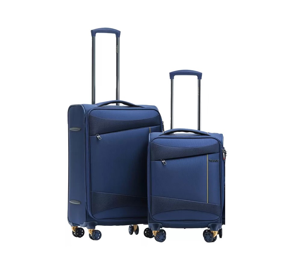 TOSCA Flight Softside Luggage 2-Piece Set, Navy/Yellow, Medium, 67cm,