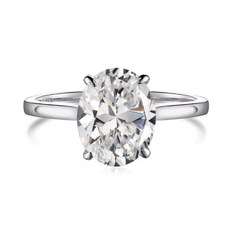 2ct Oval Cut Cubic Zirconia 925 Sterling Silver Ring - Size 6