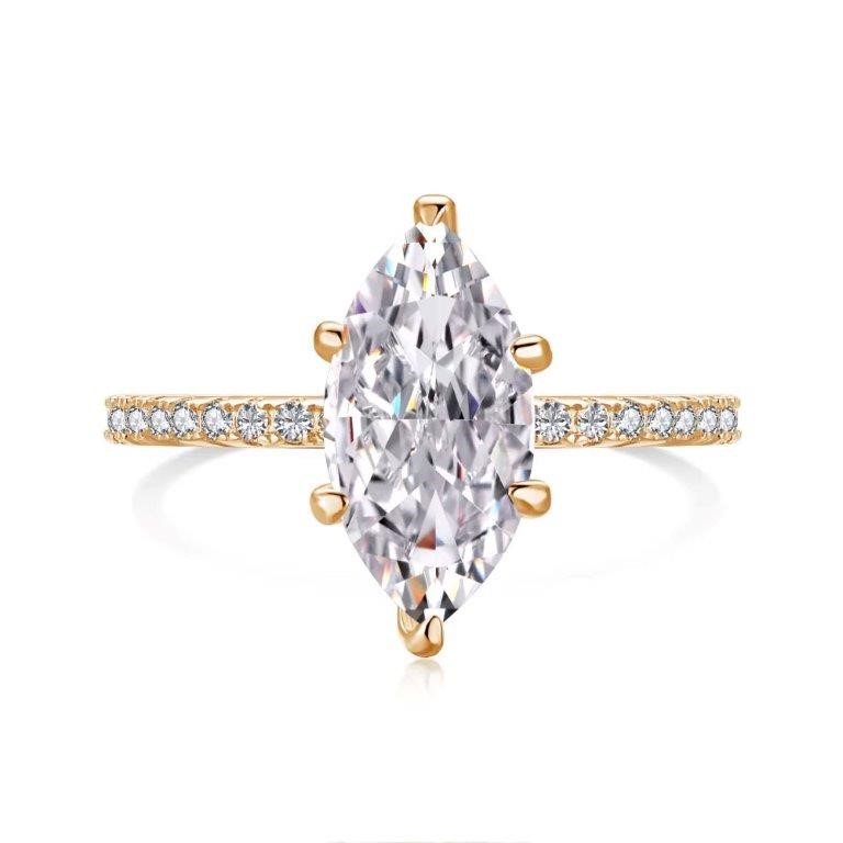 1.5ct Marquise Cut Cubic Zirconia 925 Silver Ring - Size 6