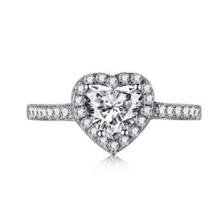 1.0ct Heart Cubic Zirconia 925 Sterling Silver Ring - Size 6