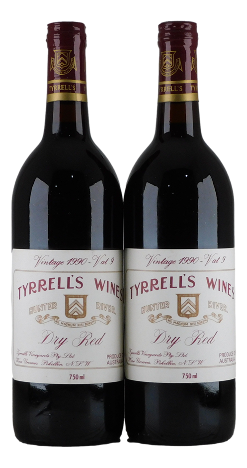 Tyrrell's Vat 9 Dry Red 1990 (2x 750mL), Hunter River.