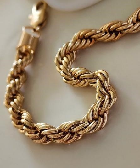 22k Stamped Yellow Gold Bonded Rolo Bracelet -18.5cm -9mm