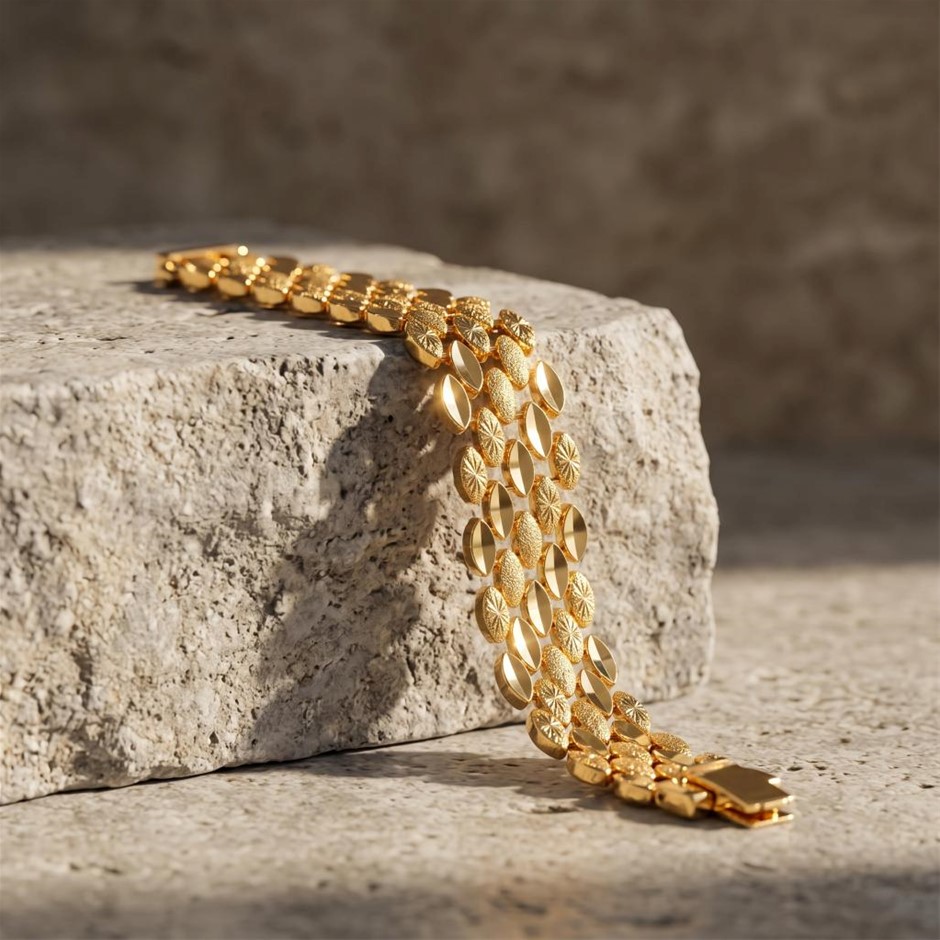 18k Italy Stamped Yellow Gold Bonded Bracelet-Quality Guarantee-20cm