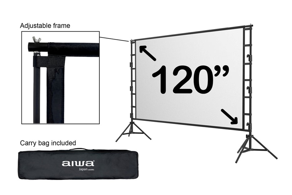 AIWA 120" Portable Projector Screen with ALR Surface, Foldable Tripod Stand