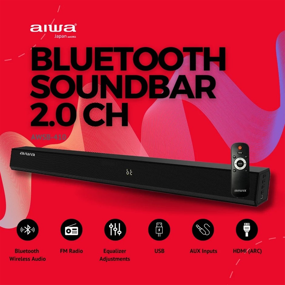 AIWA Bluetooth Soundbar 2-Channel, Black NB: minor use & no remote