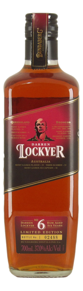 Bundaberg Rum Darren Lockyer 6 Year Old Rum (1x 700mL), QLD.