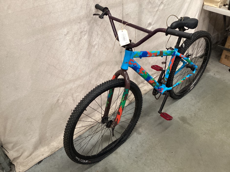 Blue Camouflaged Looking BMX Bike