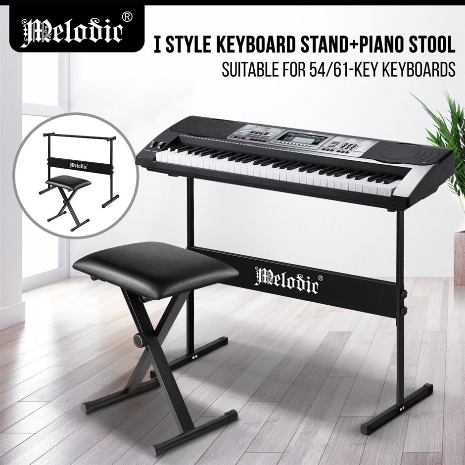 Melodic I Style Adjustable Keyboard Stand Folding Piano Stool Set
