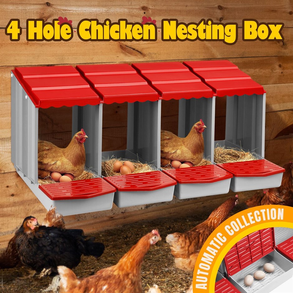 4 Hole Chicken Nesting Box Roll Away Plastic