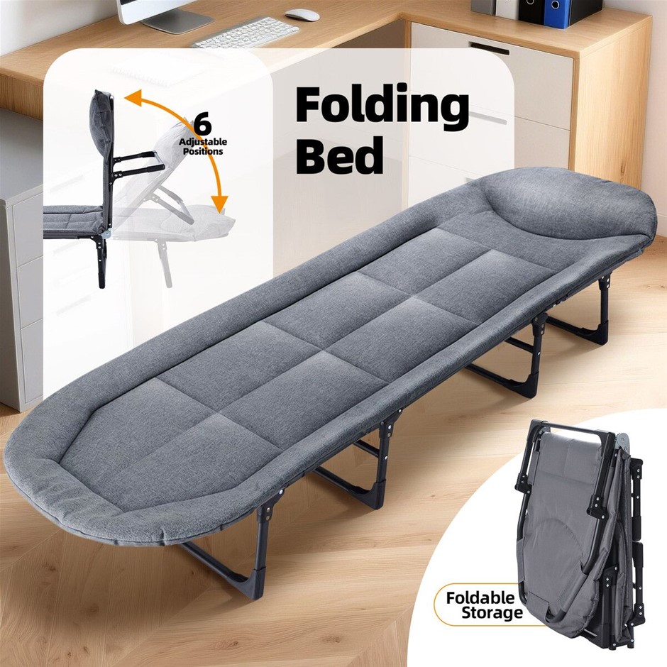 6-Position Foldable Bed Cot Adjustable Reclining Camping Portable 190x66cm