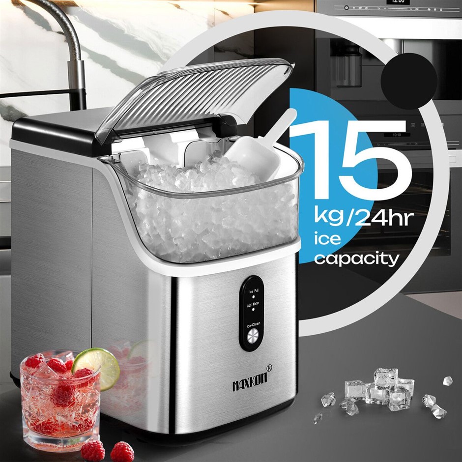 Maxkon 15kg Nugget Ice Maker Portable Countertop Machine with Handle