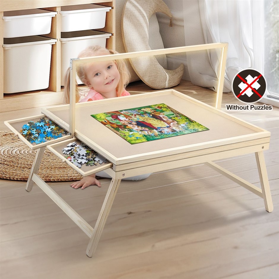 1000pc Jigsaw Puzzle Table with 4 Drawers Folding Legs Light Strip