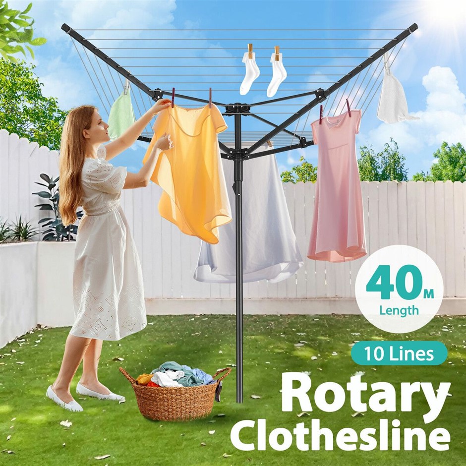 4 Arm 10 Line Clothesline Rotary Umbrella Laundry Garment Hanging Line