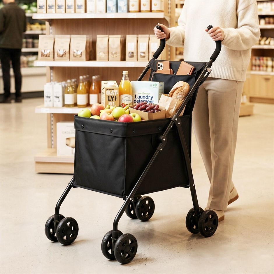 Foldable Shopping Trolley Grocery Cart Water Resistant 35kg