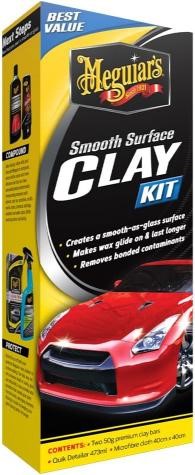 Meguiar's Smooth Surface Clay Kit - Includes 2 x 50g Premium Clay Bars, Qui