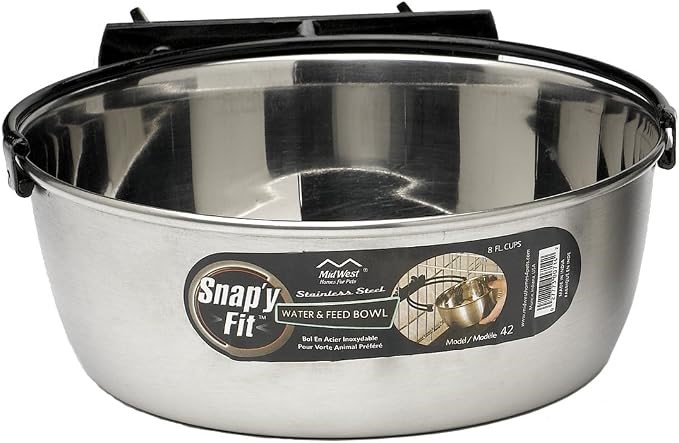 Midwest Homes for Pets Snap'y Fit Stainless Steel Food Bowl/Pet Bowl, 2 qt.