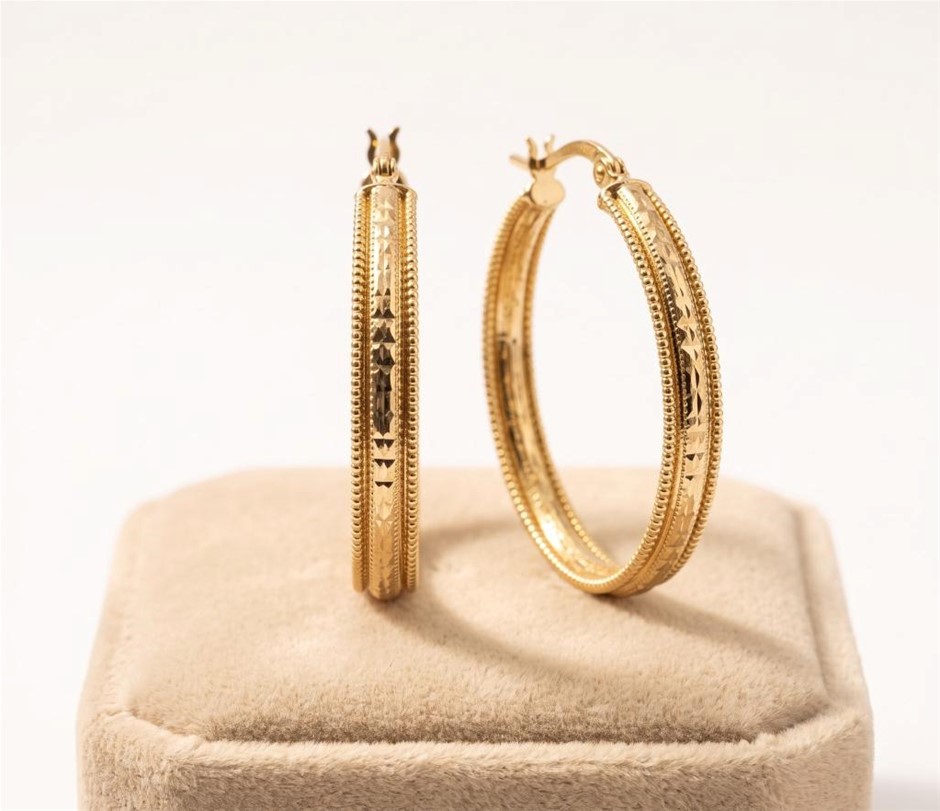 18K/ITALY Yellow Gold BondedEarring -Quality Guarantee--Bonus Gift