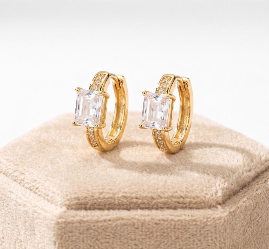18K/Italy Gold Bonded Earring -(stamped 18K/Italy)-Warranty Quality