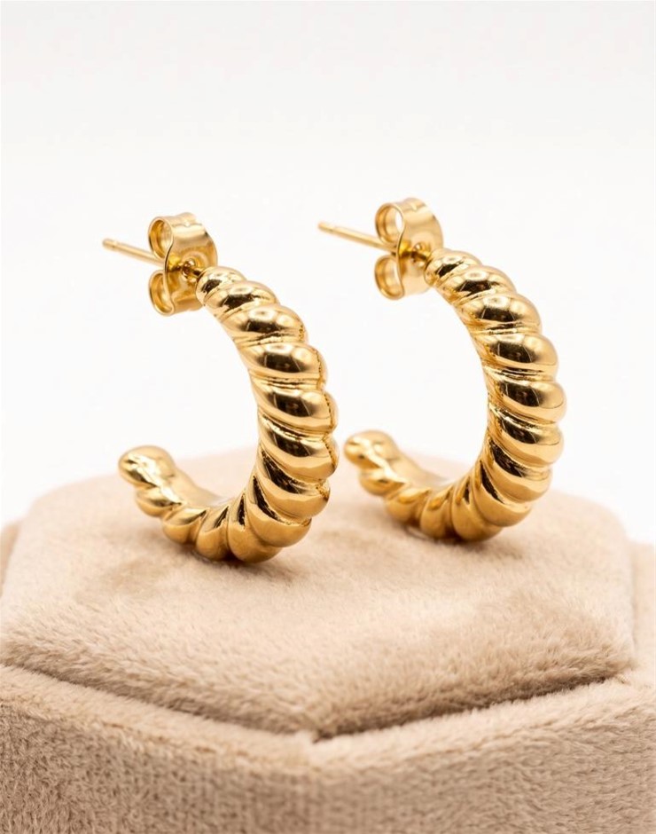 18K/Italy Gold Bonded Earring -(stamped 18K/Italy)-Warranty Quality