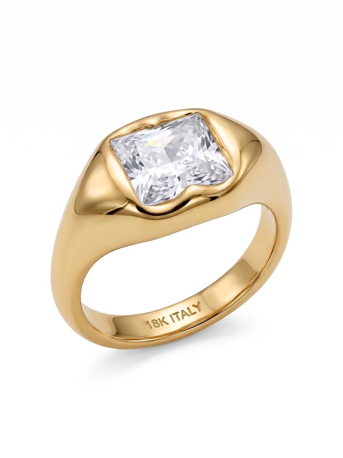18K/Italy Gold Filled Ring -(stamped 18K/Italy)-Warranty Quality-Bonus Gift