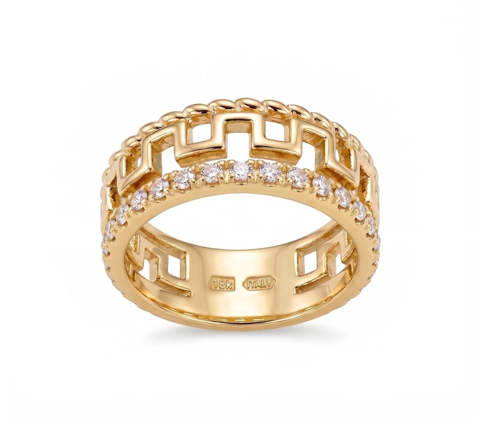 18K/ITALY Yellow Gold BondedRing -Quality Guarantee-8 US-Bonus Gift