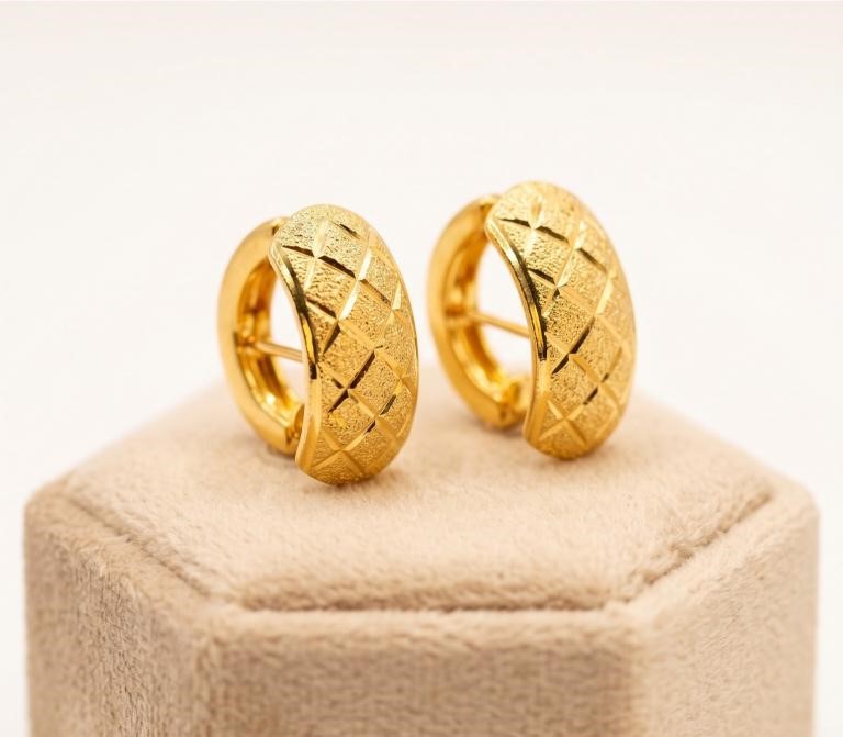 18K/Italy Gold Bonded Earring -(stamped 18K/Italy)-Warranty Quality