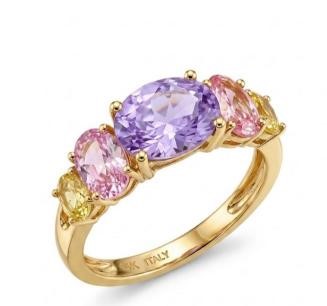 18K/Italy 3.0ctw Oval Cut Yellow Gold Bonded Ring(stamped) 8US