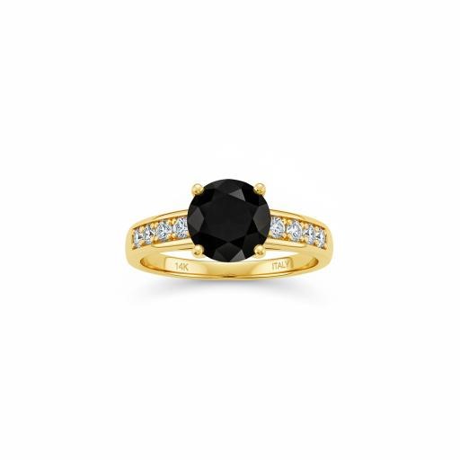 14K/Italy 1.0ct Black Yellow Gold Bonded Ring(stamped)Warranty Quality-6US
