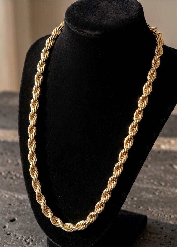 14K/Italy Stamped Yellow Gold Bonded Rope Chain -50cm-Bonus Gift
