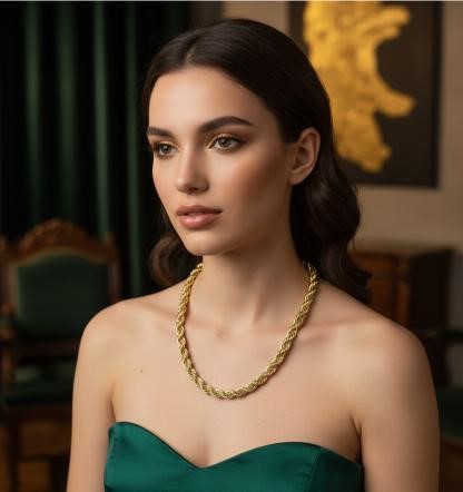 14K/Italy Stamped Yellow Gold Bonded Rope Chain -60cm-Bonus Gift