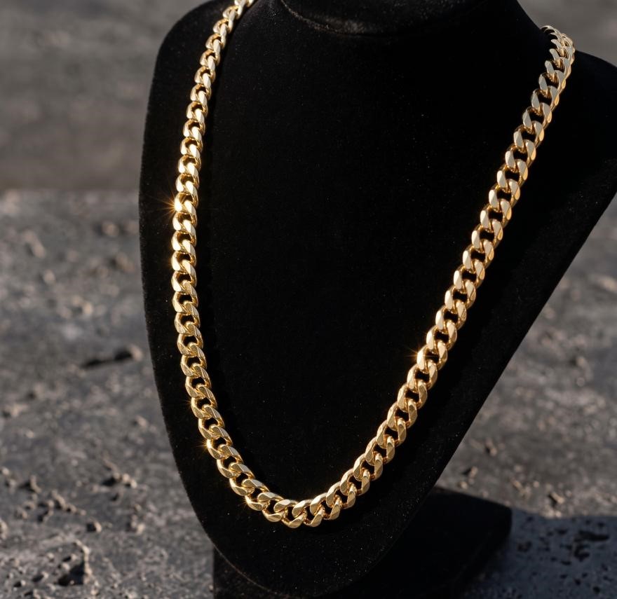 14K/Italy Stamped Yellow Gold Bonded Cuban Chain -55cm-Bonus Gift