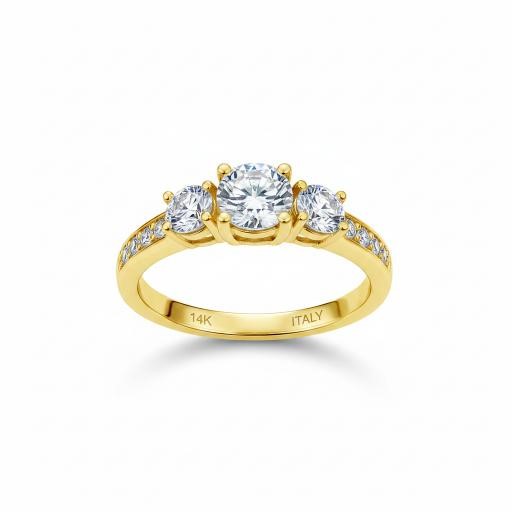 14K/Italy 1.5ctw Yellow Gold Bonded Ring(stamped)Warranty Quality-8US