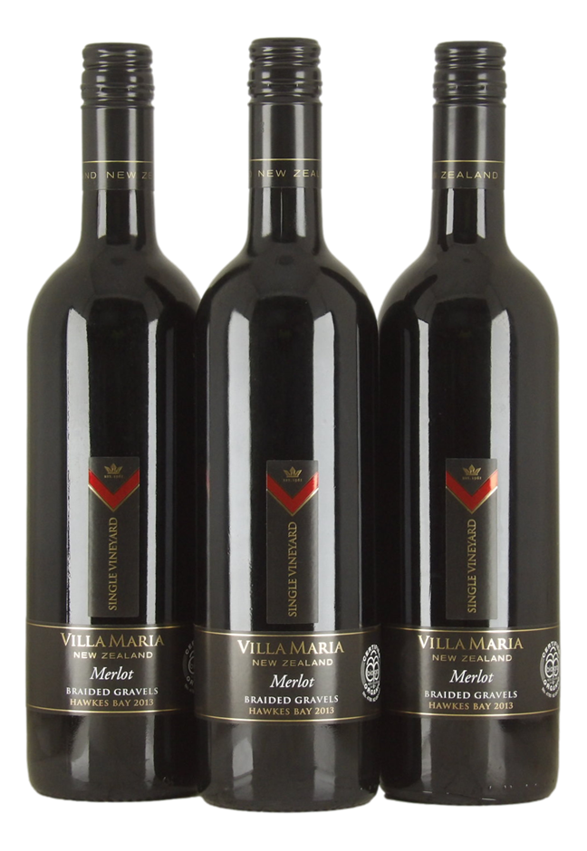 Villa Maria Braided Gravels Merlot 2013 (3x 750mL), Hawke's Bay