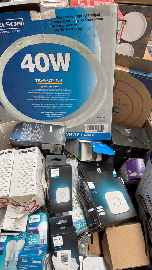 Assorted Box of Lighting and Bulbs Accessories. NB: Items may not be in ori