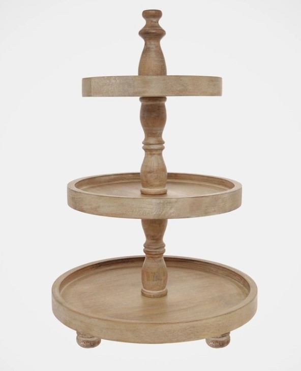 HERITAGE Wooden 3-Tier Stand 30x46cm in White Ash.