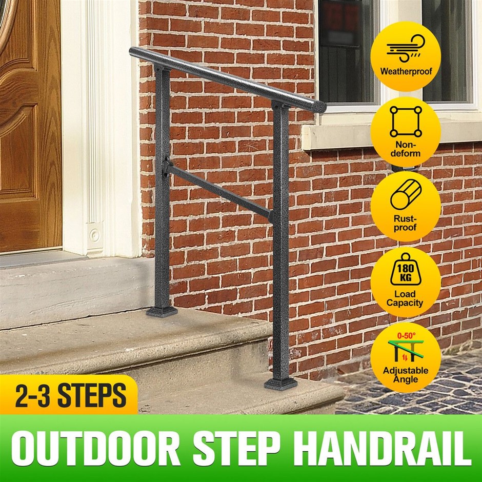 Adjustable 2 to 3 Steps Metal Stair Safety Handrail Kit