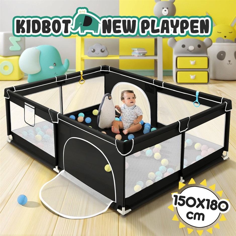 Baby Playpen 150x180cm Kids Indoor Activity Centre with Mesh Safety Walls