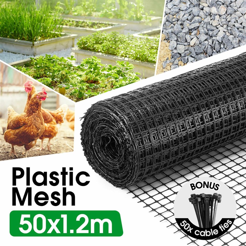 Plastic Mesh Garden Fence Netting 50m x 1.2m Animal Barrier Fencing