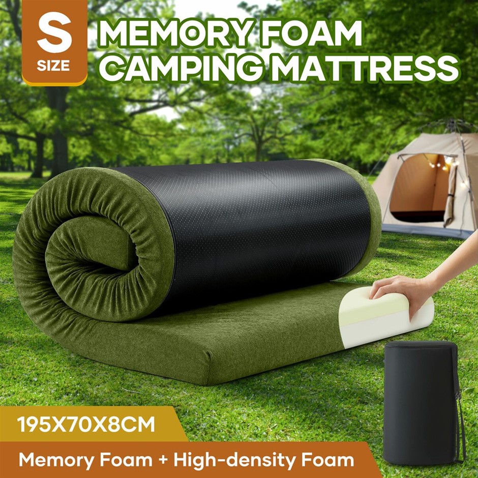 Single Foam Mattress Roll Up Camping Sleeping Mat with Carry Bag Green