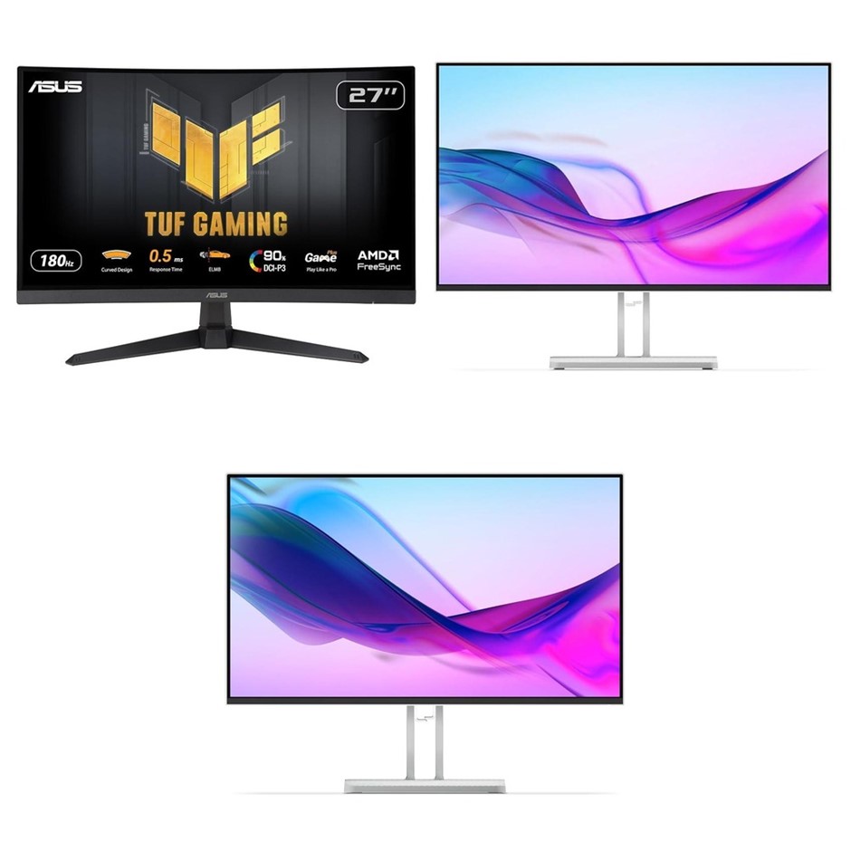 4 x Gaming Monitors. RRP -$1000. 1 x ASUS TUF Gaming VG27WQ3B 27" QHD Curve