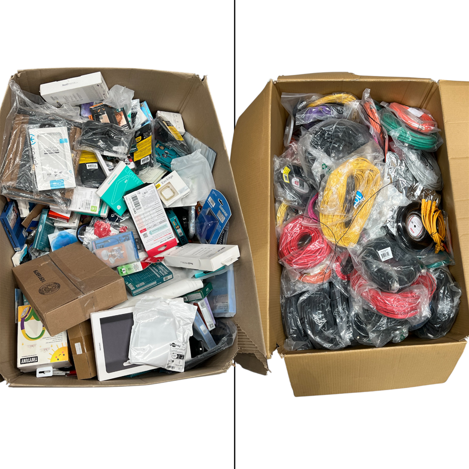 Assorted Electronic Cables & Accessories (X-Large Box) Includes assorted el