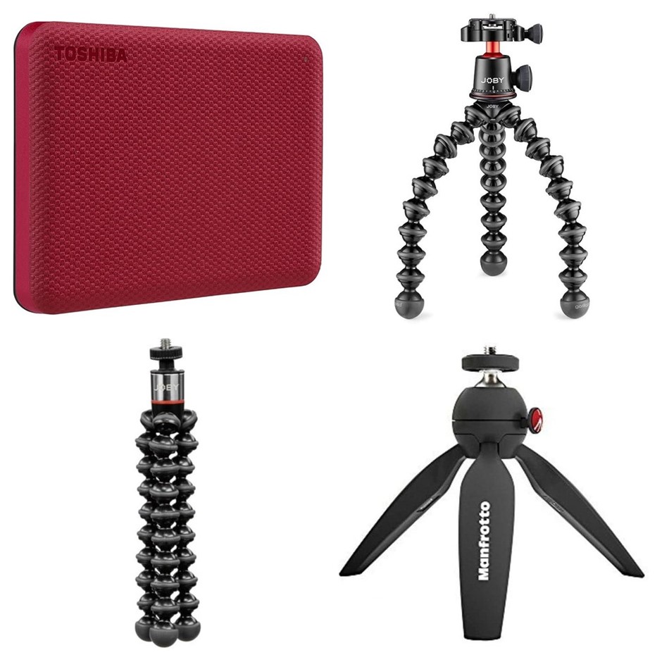 4 x Camera Accessories. RRP -$400. 1 x TOSHIBA Canvio Advance 2TB Portable
