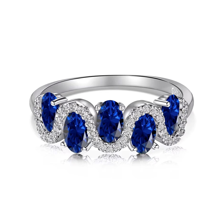 0.25ct Wave Shape 5A Cubic Zirconia 925 Sterling Silver Ring - Size 9