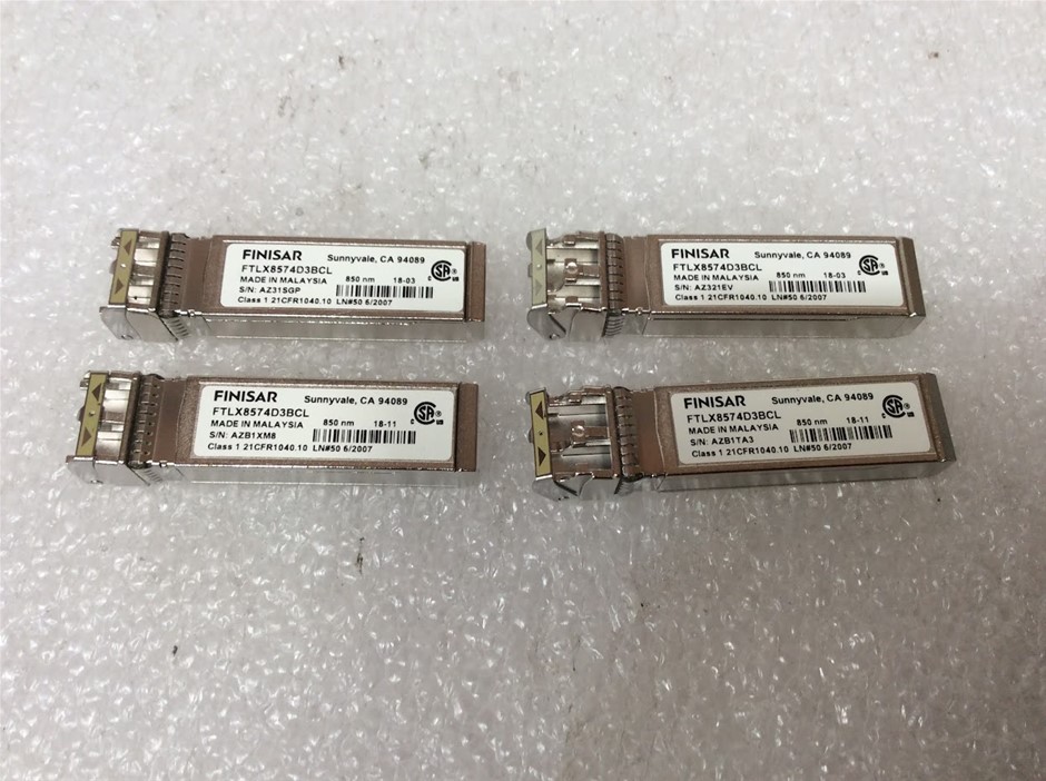 Finisar FTLX8574D3BCL 10GbE SFP+ Optical Transceiver Module (Lot of 4)