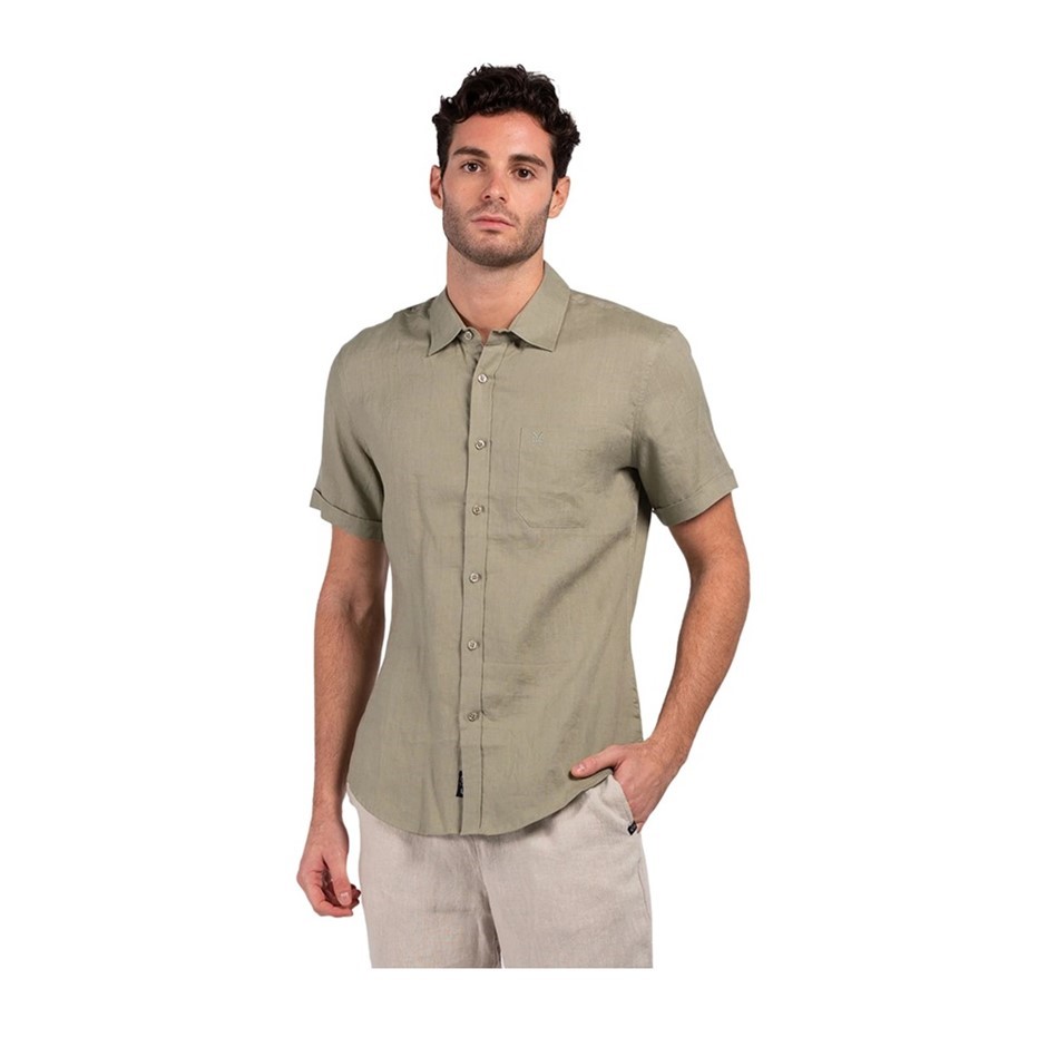 COAST CLOTHING CO Men's S/S Shirt, Size XL, 100% Linen, Green. Buyers Note