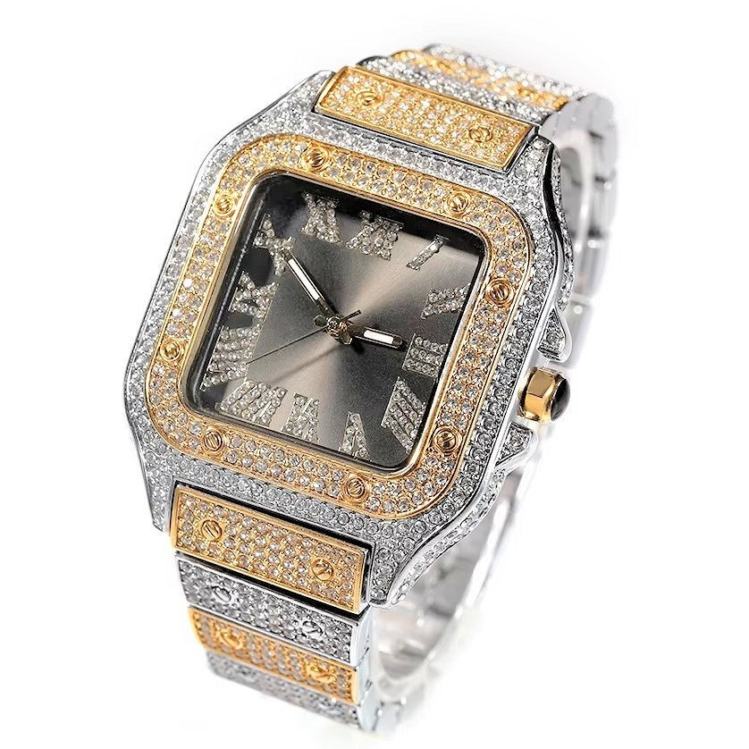 Men's Two Tone Blinged-Out Watch