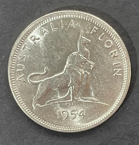 1954 Australia Pre Decimal Queen Elizabeth Silver Coin