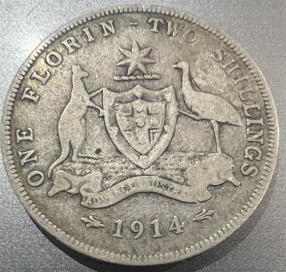 1914 Australia Pre Decimal Silver Florin very scarce